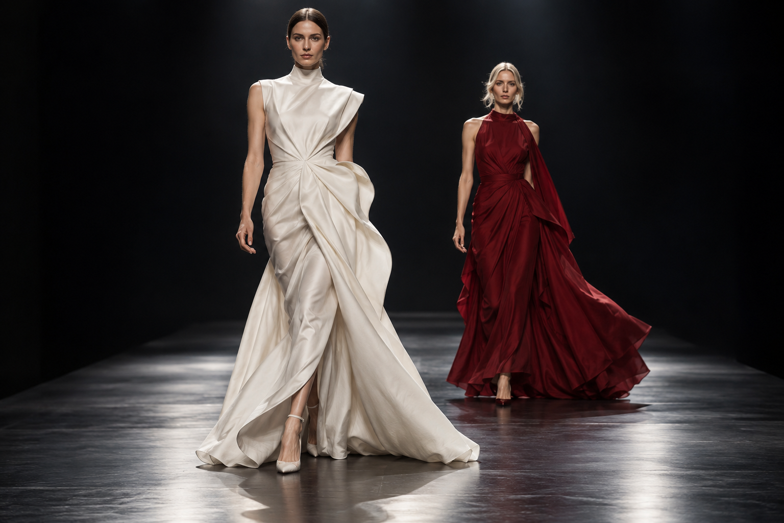 Models walking a fashion runway