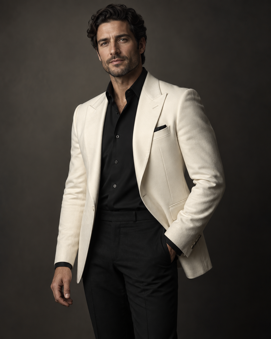 Model in a white tailored look